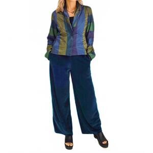 NEW LUUKAA velvet wide leg pants in blue